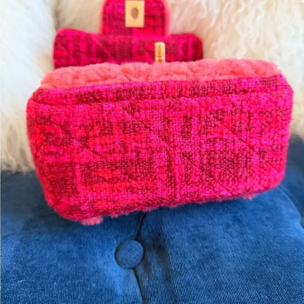 CHANEL Vibrant Pink Shearling Mini Bag